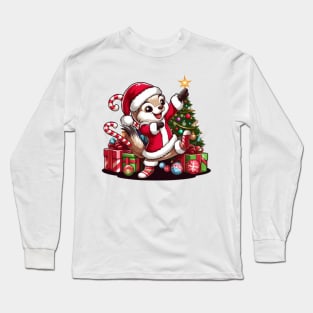 Santa Ferret Christmas Tee Long Sleeve T-Shirt